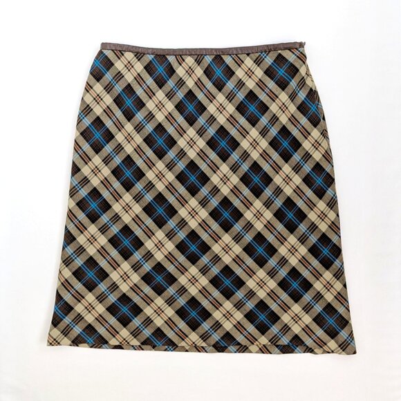 Y2K VTG 00s MIXIT Multicolor Plaid Knit A-Line Above Knee Midi Skirt Sz 10P - Picture 1 of 5